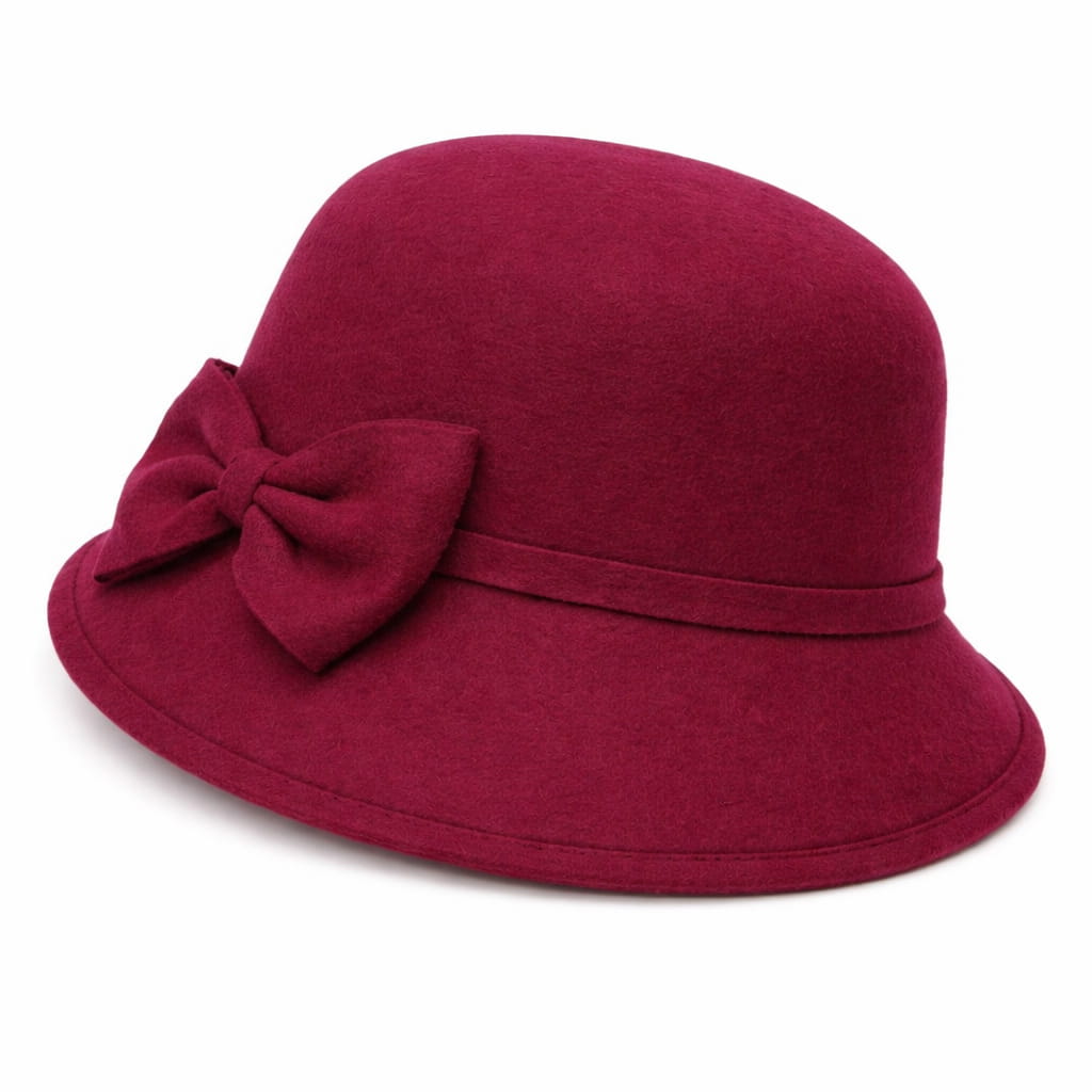 Chapeau Melon Cloche Femme Noeud Suede