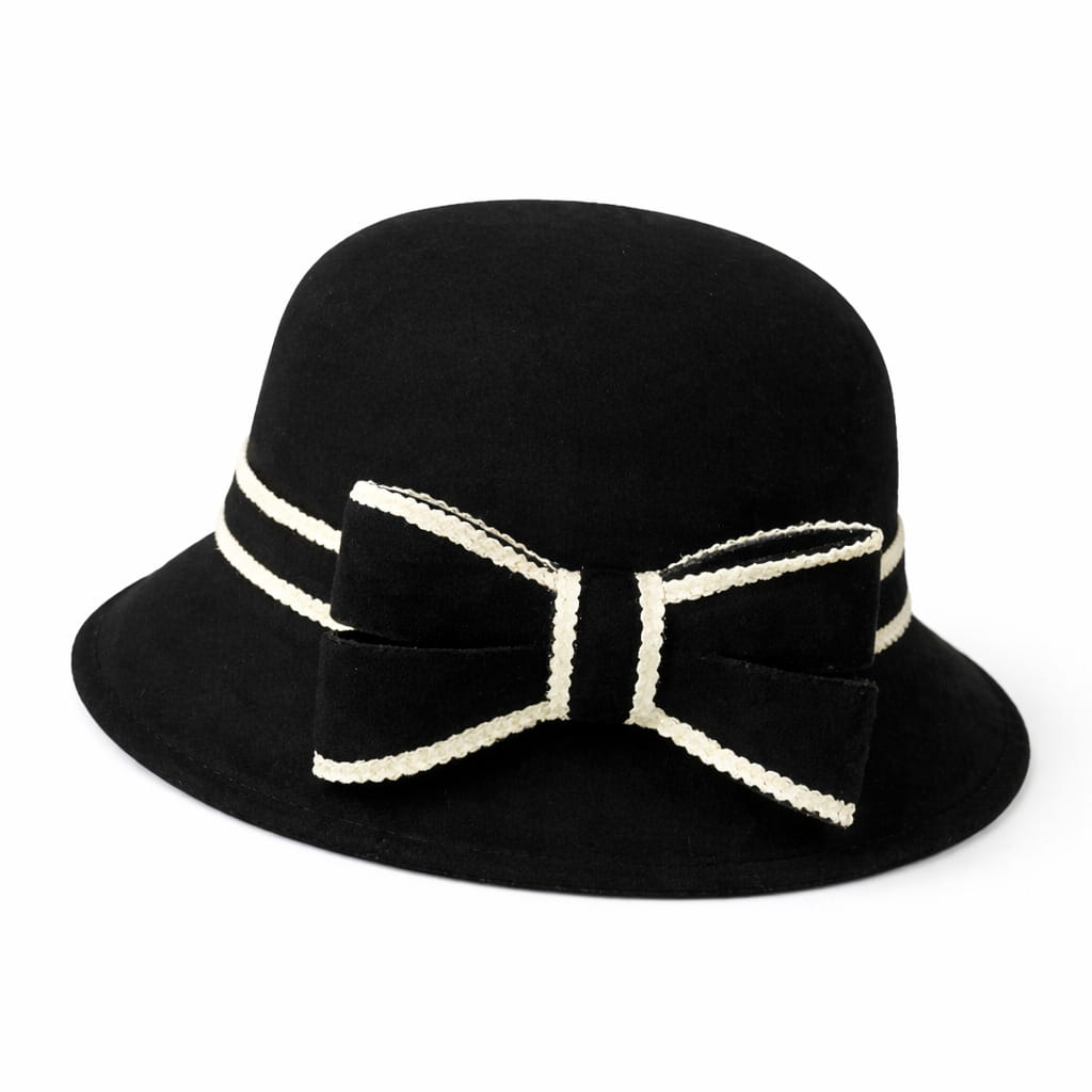 Chapeau Melon Cloche Femme Noeud Hiver