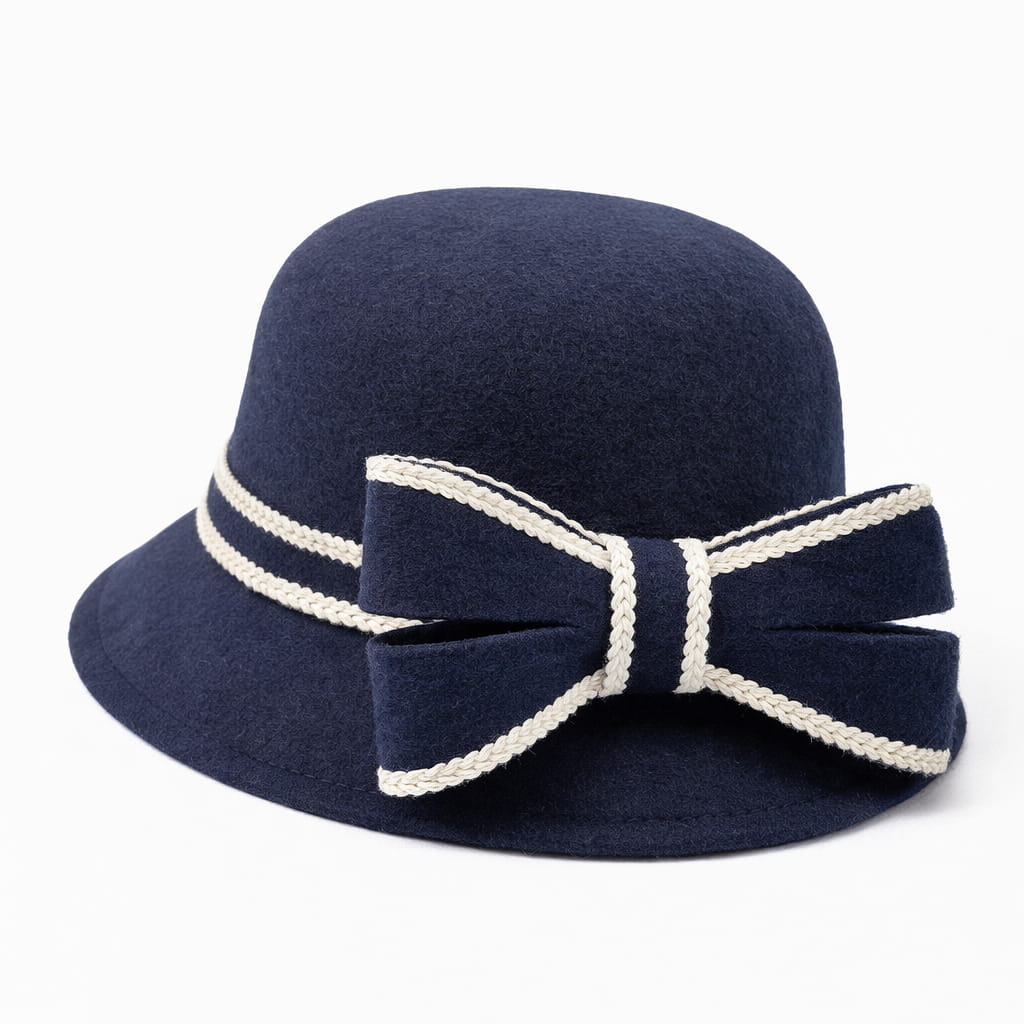 Chapeau Melon Cloche Femme Noeud Hiver