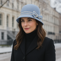 Chapeau Melon Cloche Femme Noeud Hiver