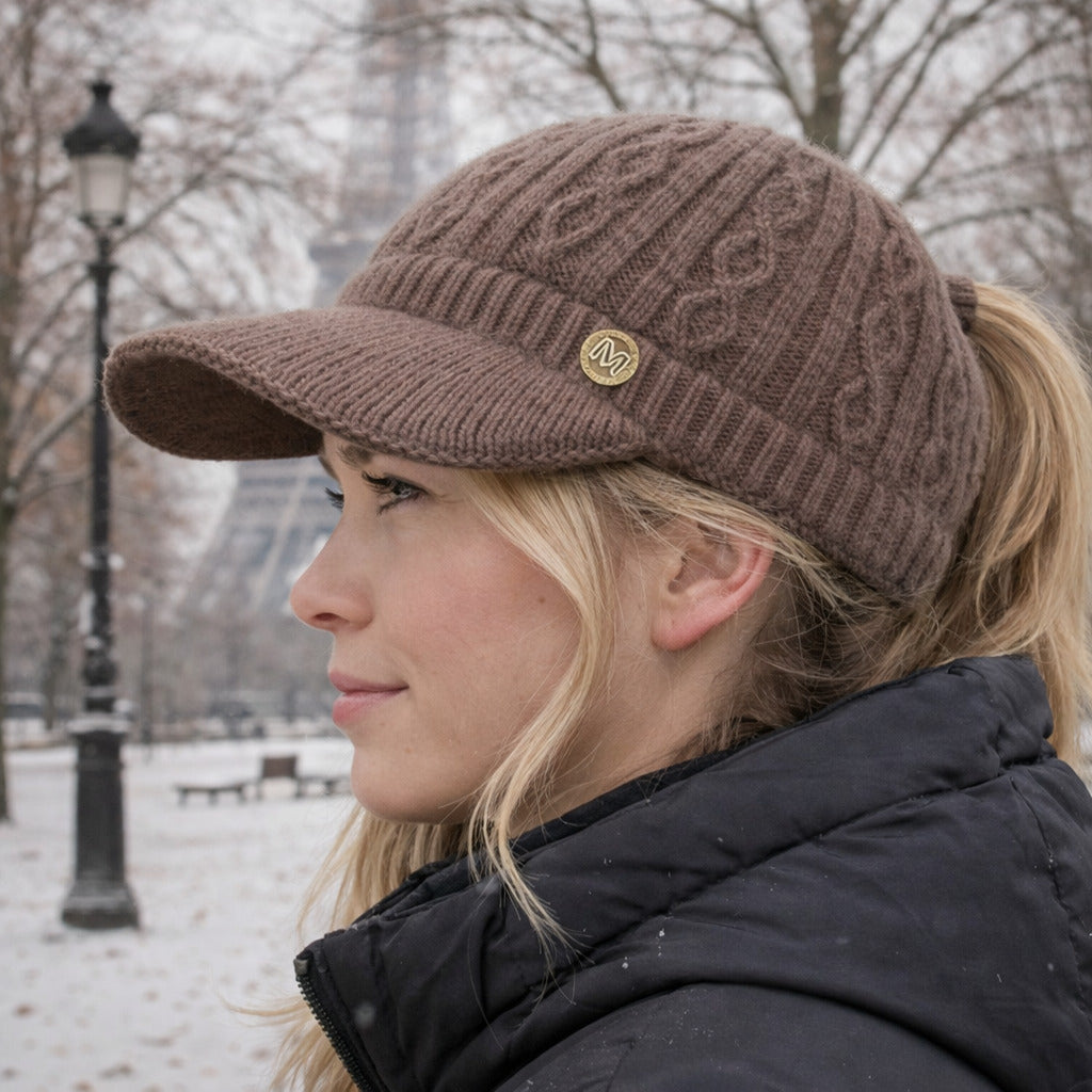 Bonnet Casquette Femme en Maille Tricotée Douce - Celeste
