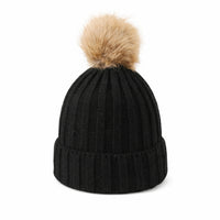 Bonnet Femme en Maille Classique avec Pompon - Glacie