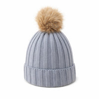 Bonnet Femme en Maille Classique avec Pompon - Glacie