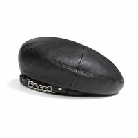 Béret Femme en Cuir avec Chaine