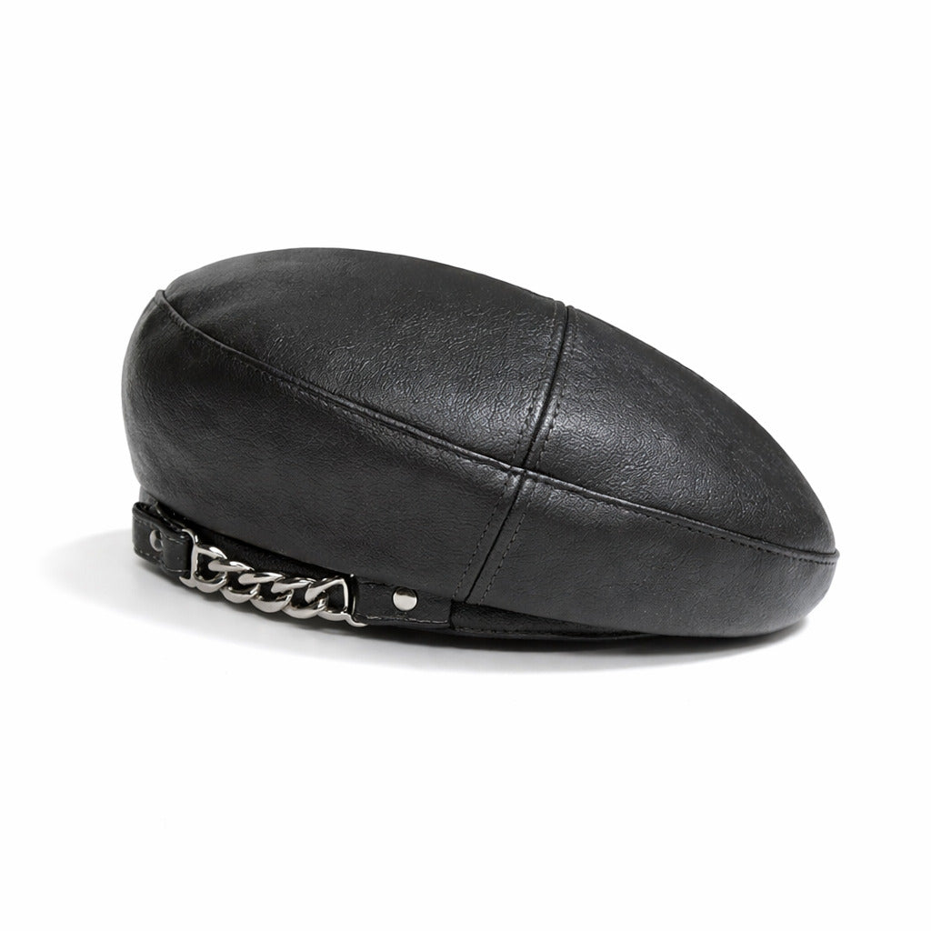 Béret Femme en Cuir avec Chaine