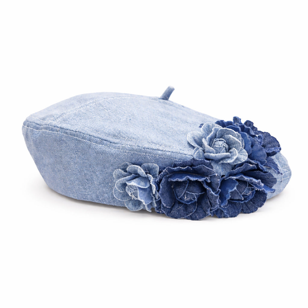 Béret Femme en Jean Fleur
