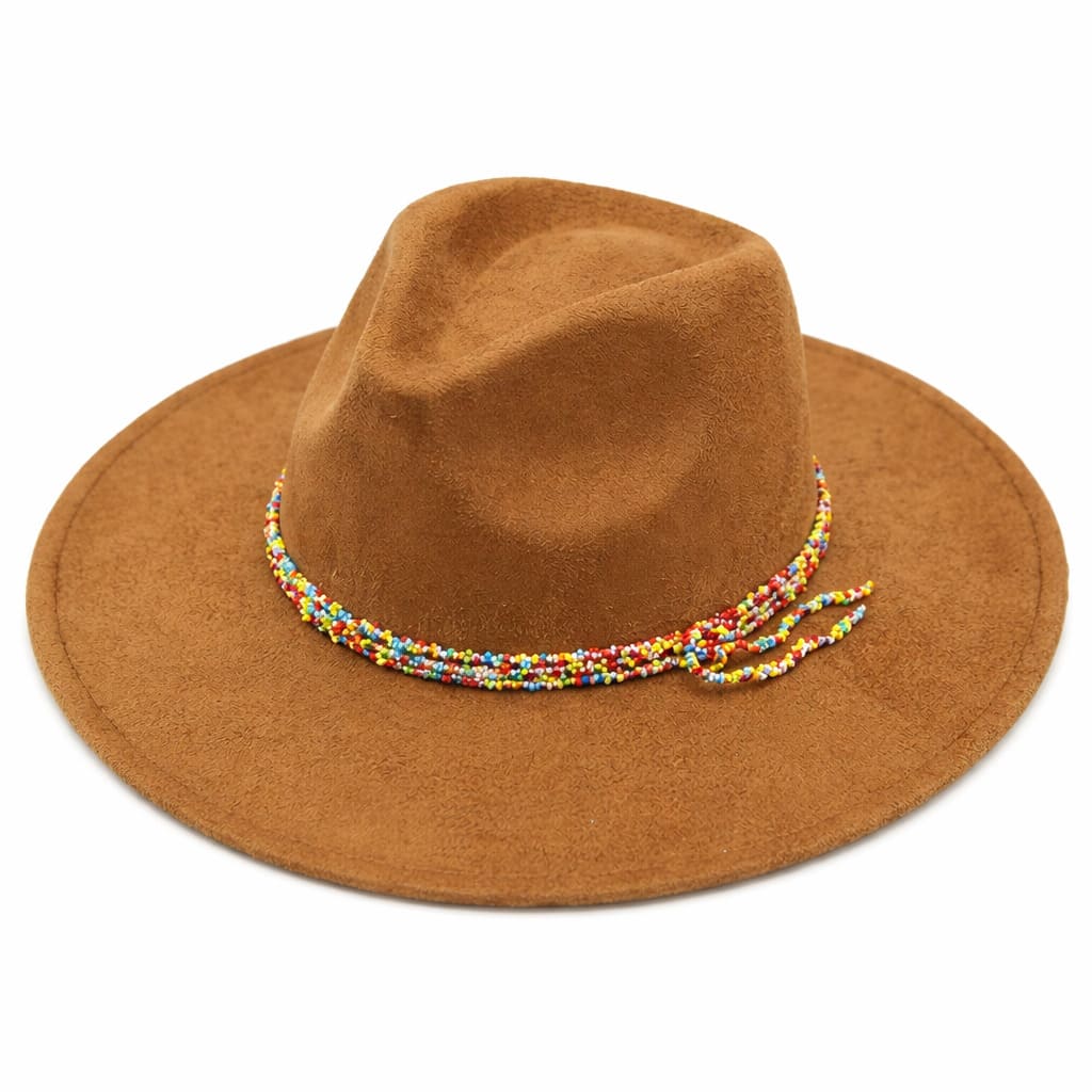 Chapeau Fedora – Texture Suédée avec Cordon Perlé
