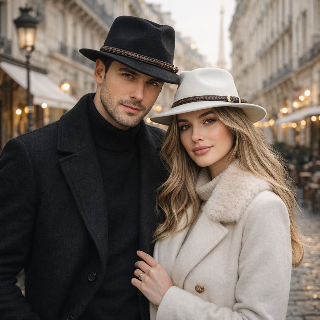 Chapeau Fedora Coton avec Cordon Tressé