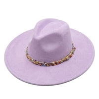 Chapeau Fedora – Texture Suédée avec Cordon Perlé