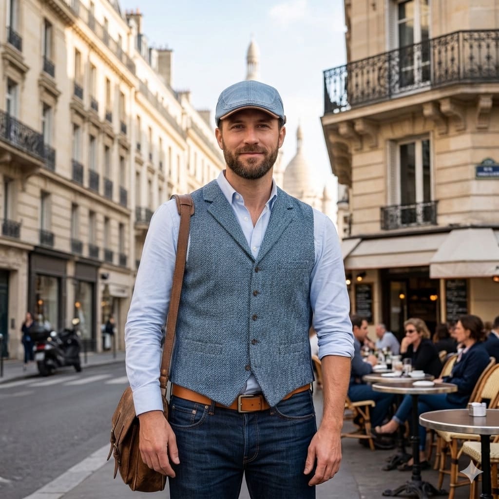 Béret Homme Denim – Texture Jean Ajustable