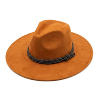 Chapeau Fedora – Texture Suédée avec Cordon Perlé