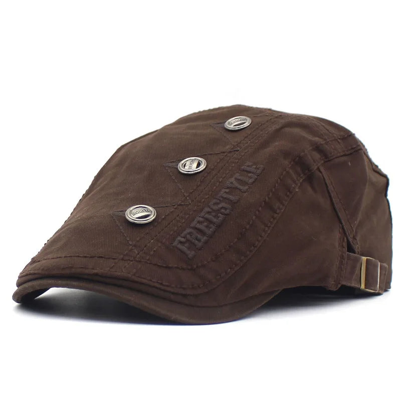 Béret Homme Réglable en Coton avec Broderie et Boutons - Bold