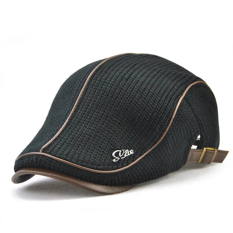 Béret Homme Coton Maille avec Bordure en Cuir Réglable - Metro