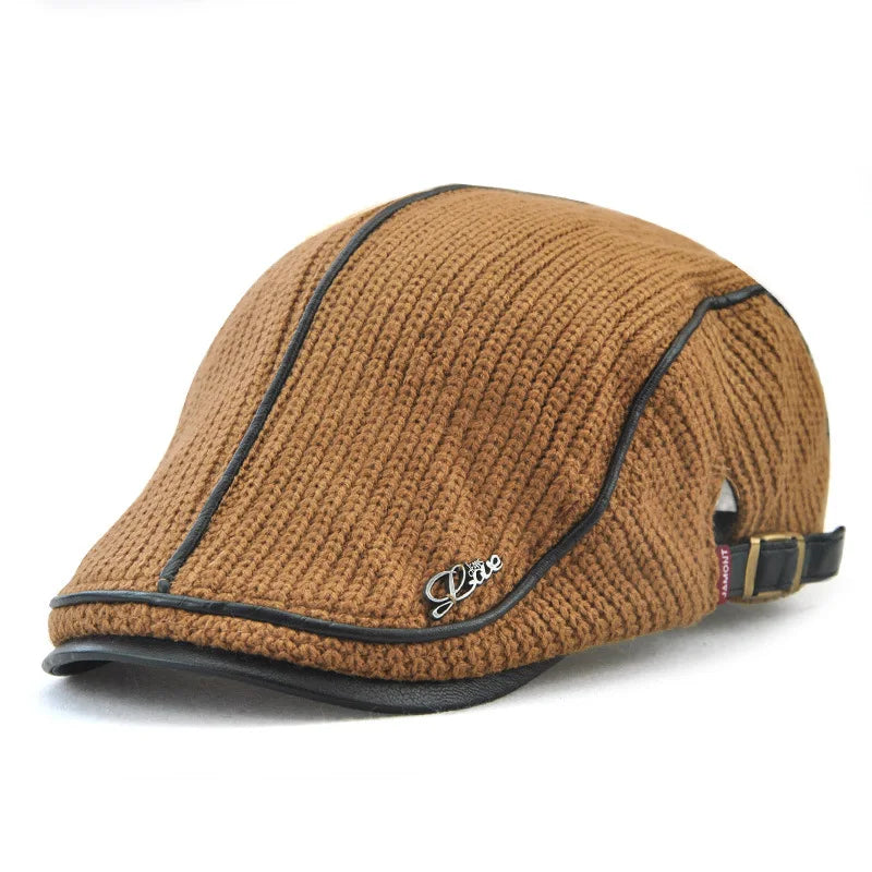 Béret Homme Coton Maille avec Bordure en Cuir Réglable - Metro