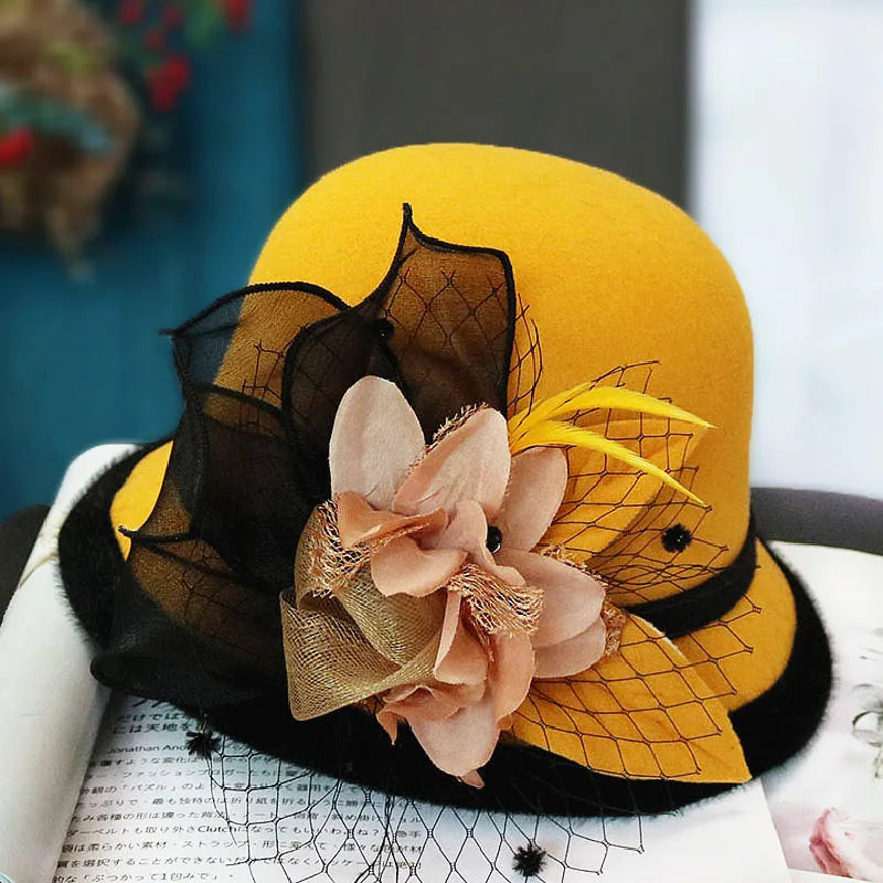 Chapeau Melon Cloche Femme à Fleur