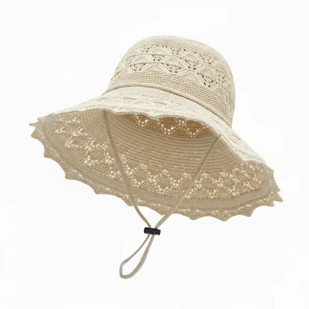 Chapeau de Paille Femme à Large Bord – Protection Solaire Ajourée