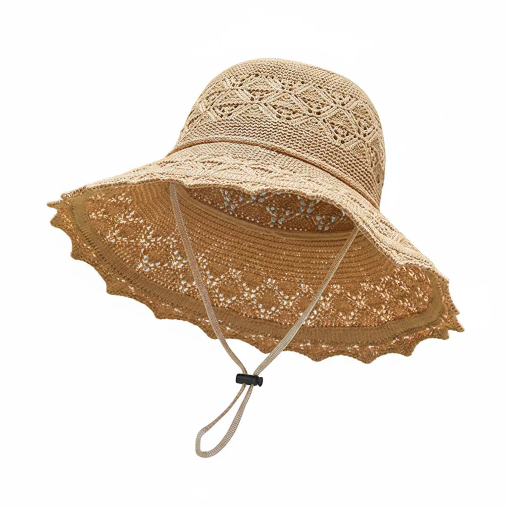 Chapeau de Paille Femme à Large Bord – Protection Solaire Ajourée