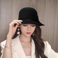 Chapeau Melon Cloche Femme Noeud Suede