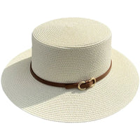 Chapeau de Paille – Ruban Cuir Boucle Métal