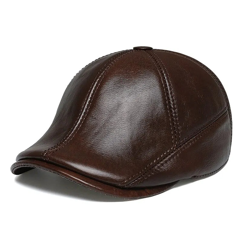 Béret en Cuir Homme - Cache Oreille