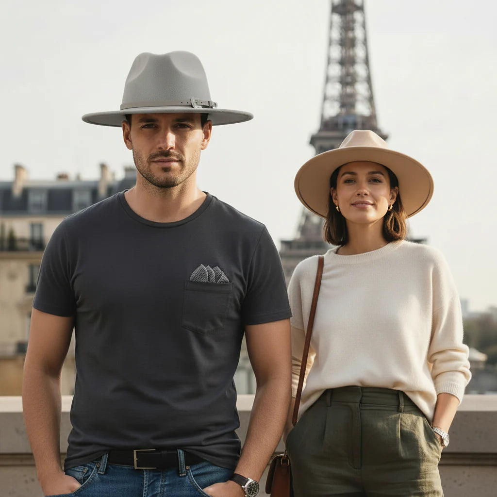 Chapeau Fedora Suédine – Ruban Peint Main