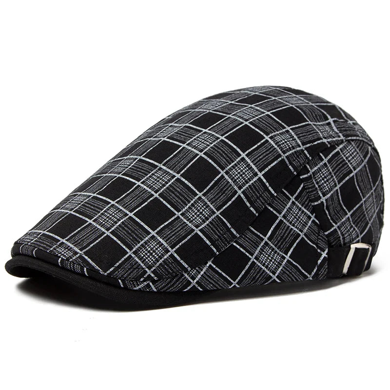 Béret Homme Réglable en Coton avec Motif Carreaux - Pixel