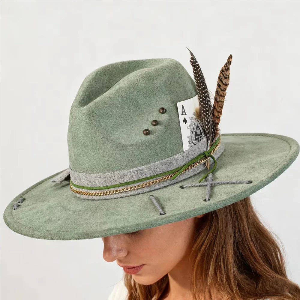 Chapeau Fedora Effet Suédine – Carte As & Plume
