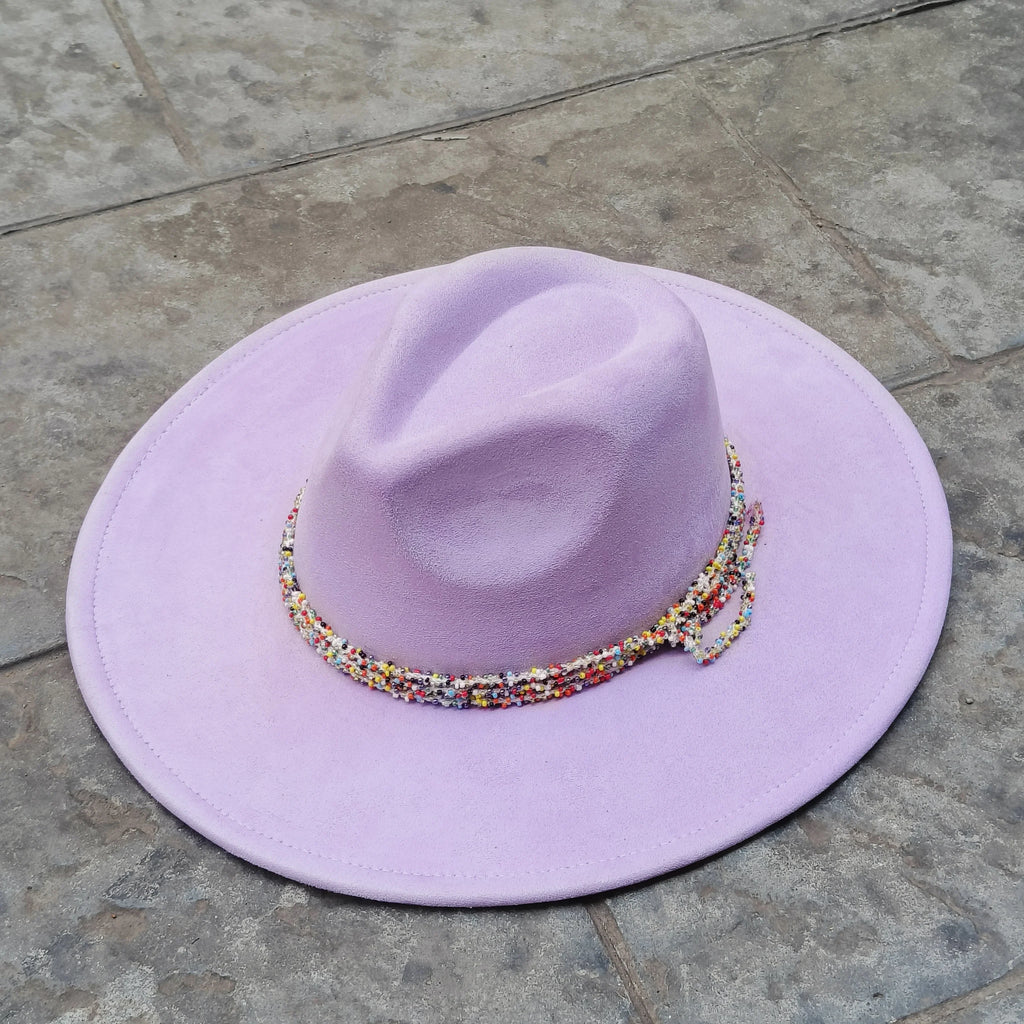 Chapeau Fedora – Texture Suédée avec Cordon Perlé