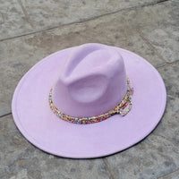 Chapeau Fedora – Texture Suédée avec Cordon Perlé