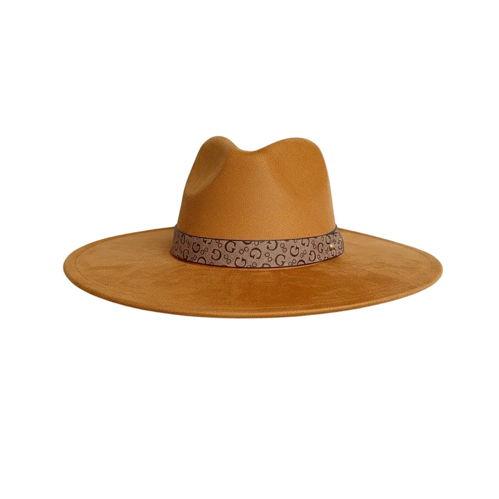 Chapeau Fedora Effet Suédine – Bandeau Motif Graphique