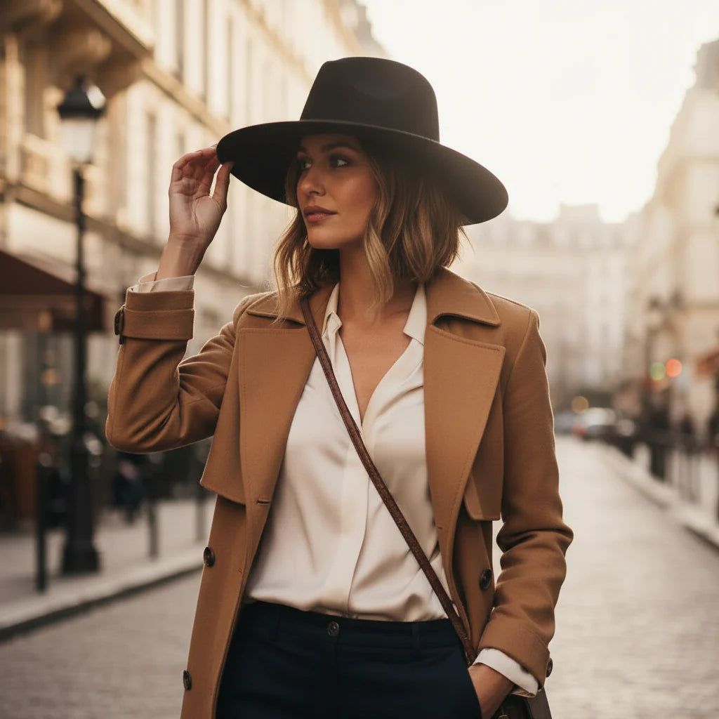 Chapeau Fedora Suédine – Bord Large et Bande Fine