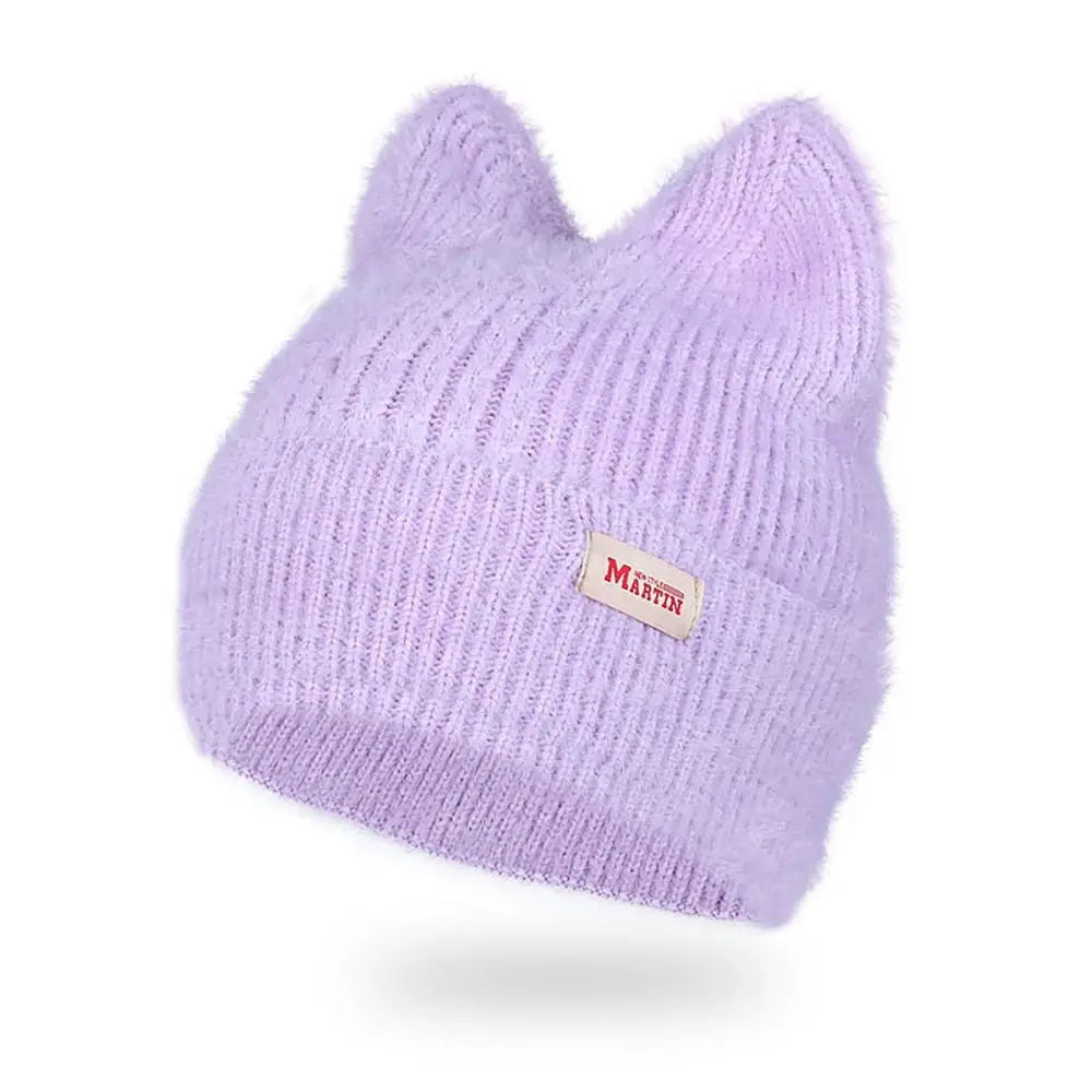 Bonnet Femme Tricoté avec Oreilles de Chat – KittyFluff