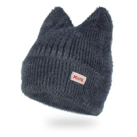 Bonnet Femme Tricoté avec Oreilles de Chat – KittyFluff