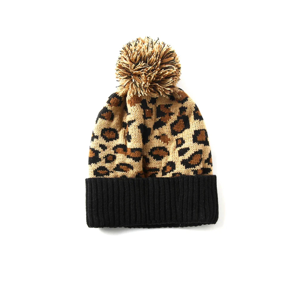 Bonnet Femme Léopard avec Pompon - WildPom