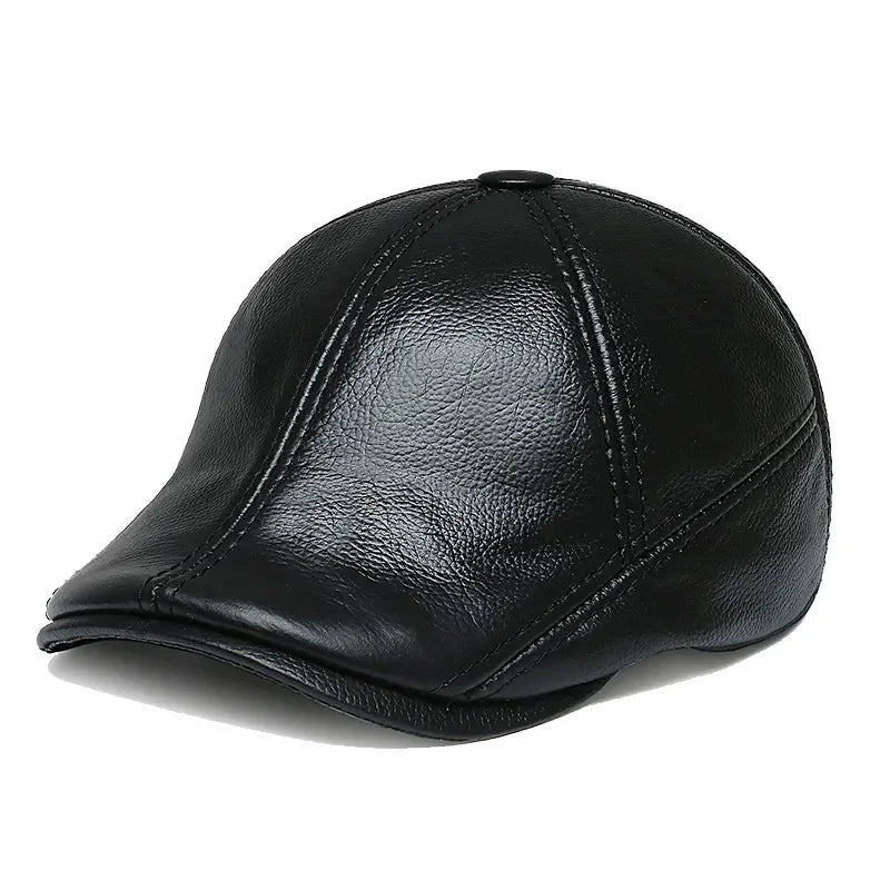 Béret en Cuir Homme - Cache Oreille
