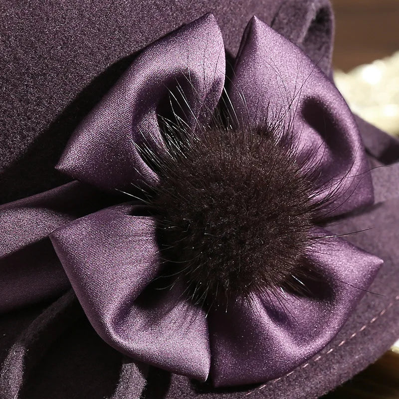 Chapeau Melon Cloche Femme Épais Noeud
