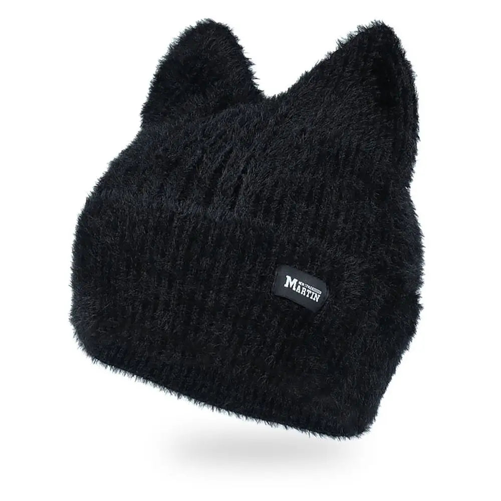 Bonnet Femme Tricoté avec Oreilles de Chat – KittyFluff