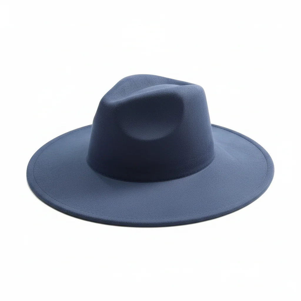 Chapeau Fedora Suédine – Bord Large et Bande Fine
