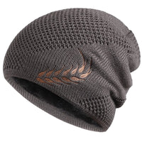 Bonnet Long en Maille avec Broderie Feuille - LeafyWarm