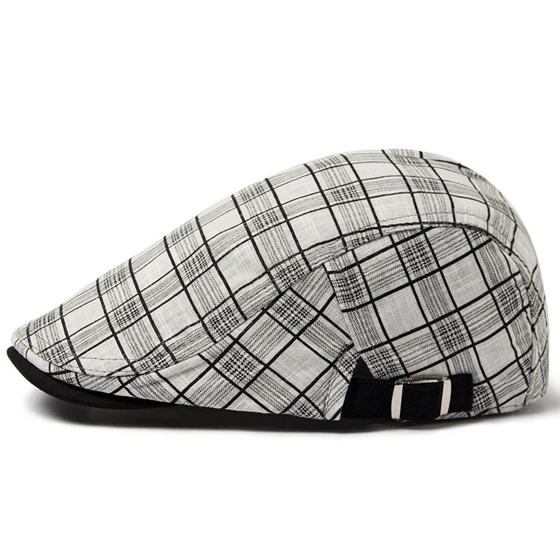 Béret Homme Réglable en Coton avec Motif Carreaux - Pixel
