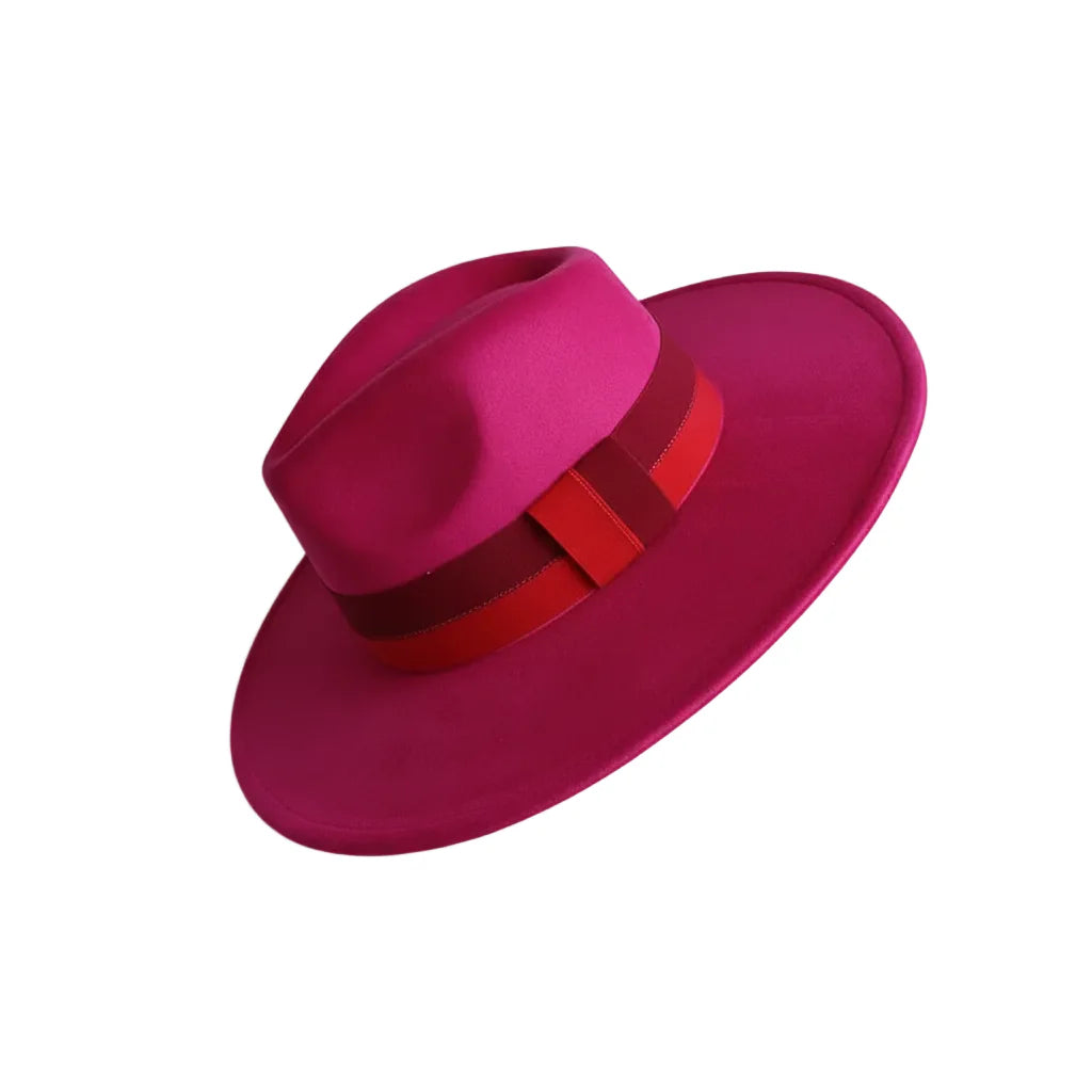 Chapeau Fedora Suédine – Bord Large et Ruban Contrasté