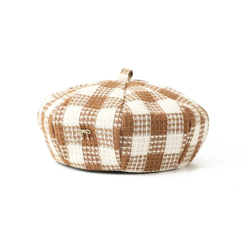 Béret Femme Coton à Carreaux
