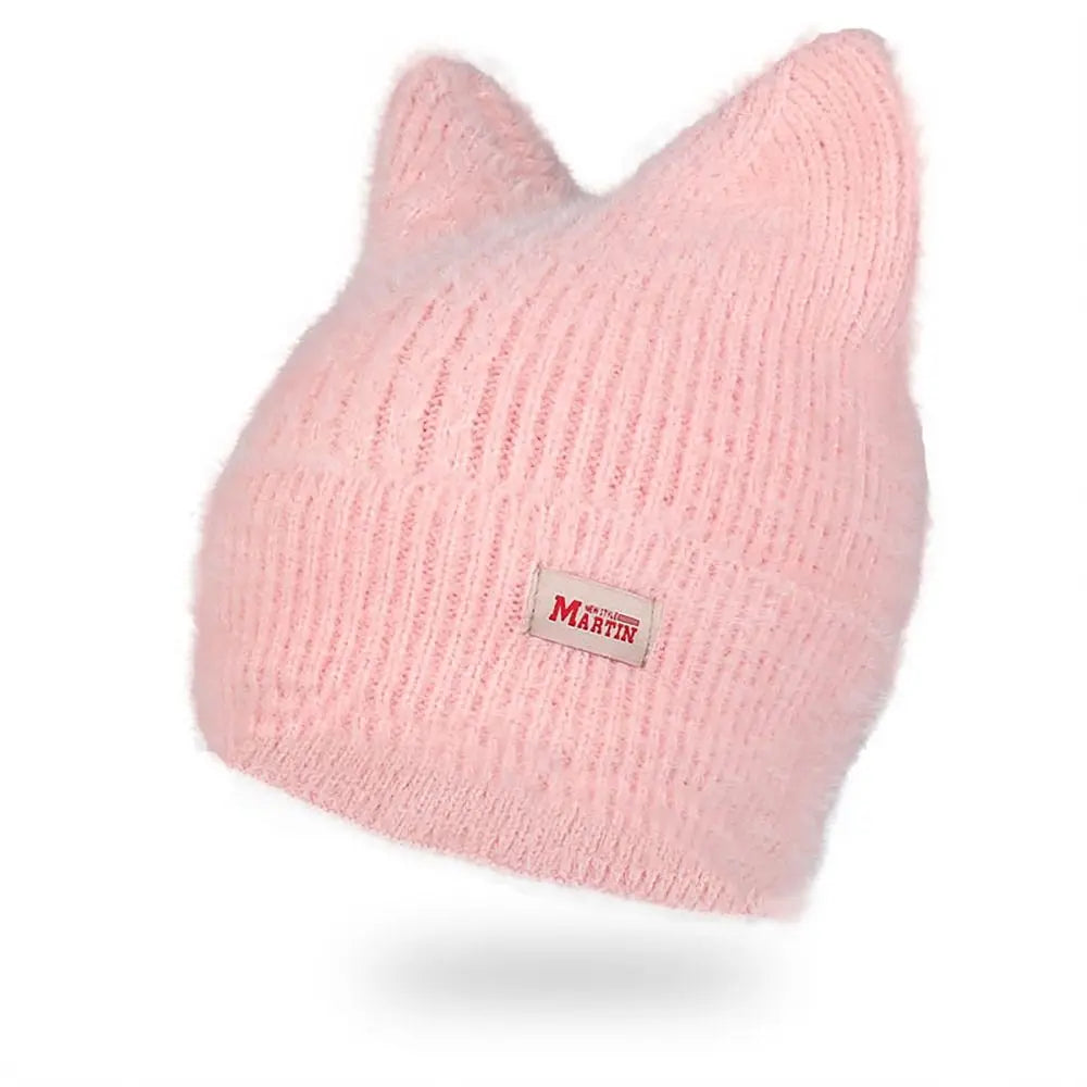 Bonnet Femme Tricoté avec Oreilles de Chat – KittyFluff