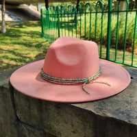 Chapeau Fedora – Texture Suédée avec Cordon Perlé
