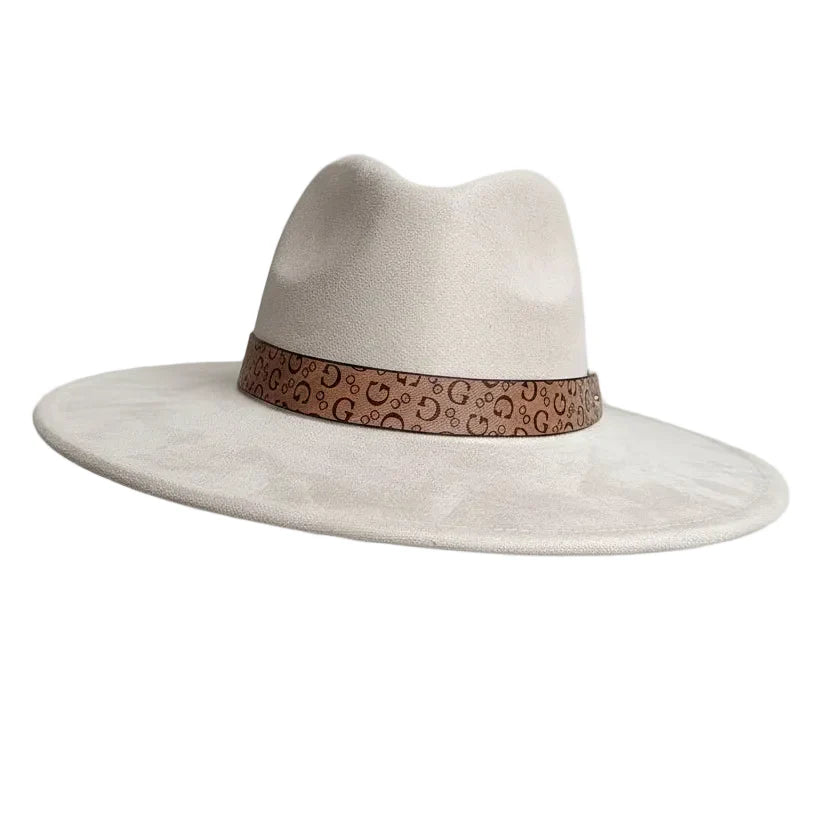 Chapeau Fedora Effet Suédine – Bandeau Motif Graphique