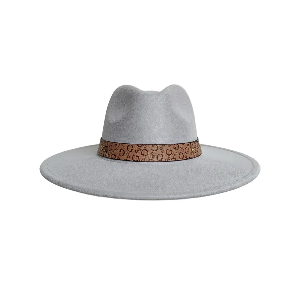 Chapeau Fedora Effet Suédine – Bandeau Motif Graphique
