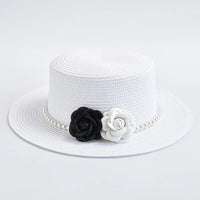 Chapeau de Paille Femme – Fleurs Décoratives et Perles