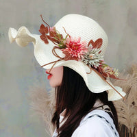 Chapeau de Paille Femme à Fleur Large Bord - Wavym