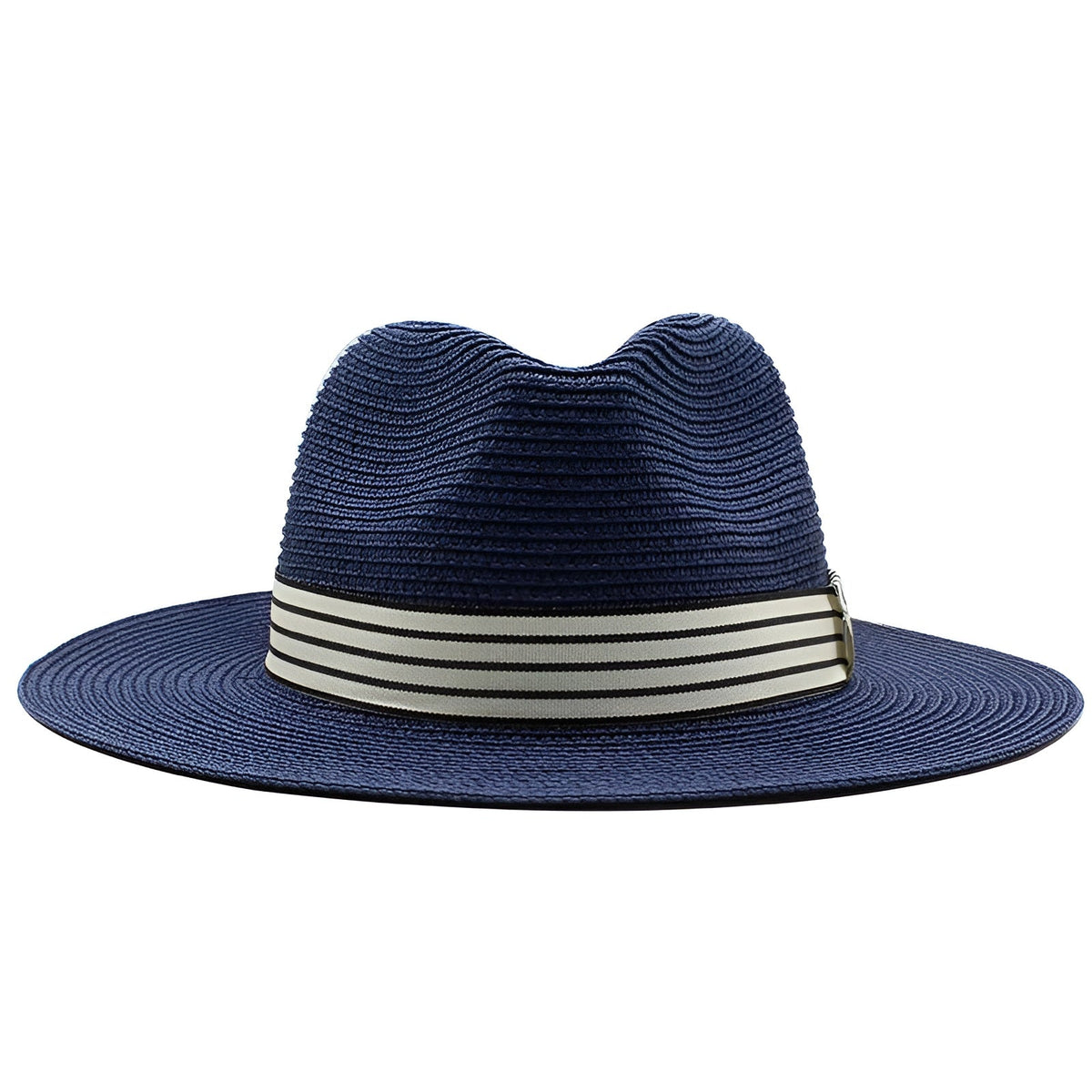 Authentic Aficionado Straw Panama Hat in navy blue – unisex beach sun hat UK