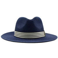 Authentic Aficionado Straw Panama Hat in navy blue – unisex beach sun hat UK